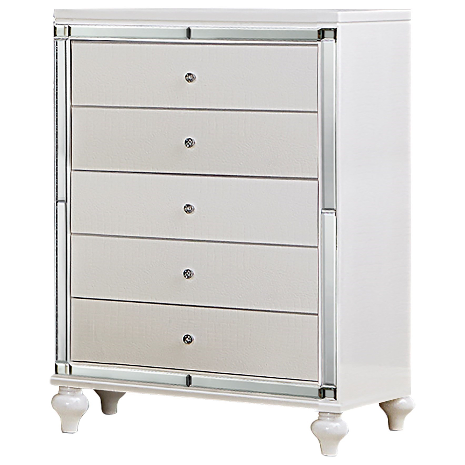 Homelegance Alonza Glam Chest of Drawers with Mirrored Inlays and